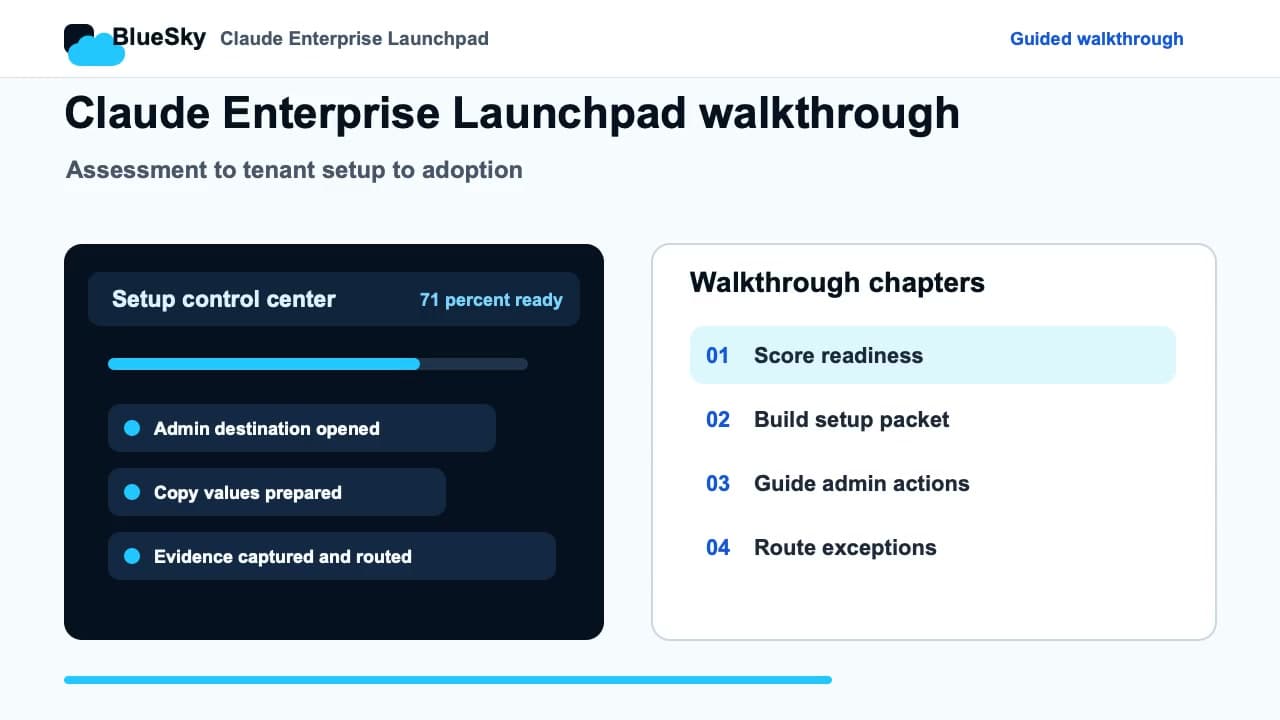 BlueSky Claude Enterprise Launchpad walkthrough poster